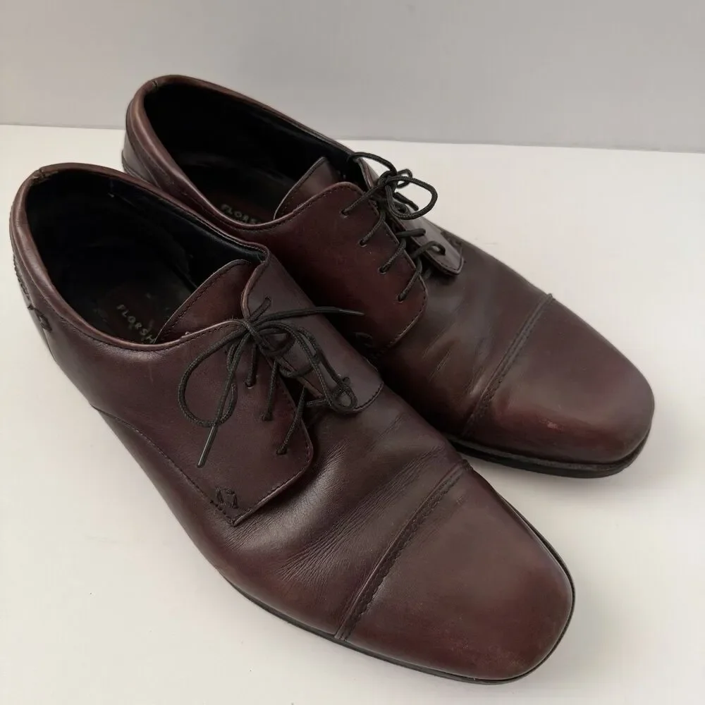 Florsheim Men’s 10.5 D Burgundy Leather Cap Toe Oxford Dress Shoes 18358